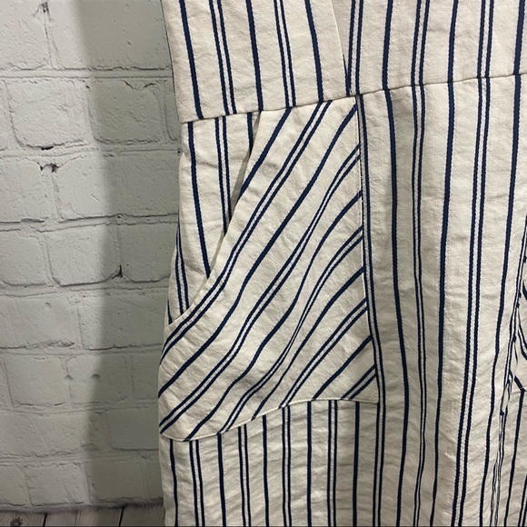 MILLY Apron Dress Cream With Navy Pinstripes 6 - Picture 4 of 14